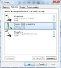 Setting the default Recording Device