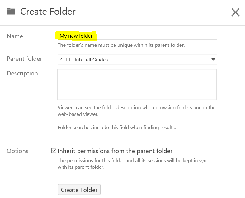 create folder panel