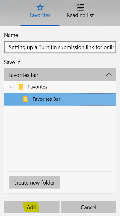 add to favourites bar panel