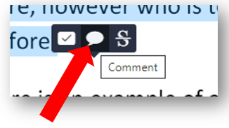 The mini-toolbar includes a Comment option, which is highlighted